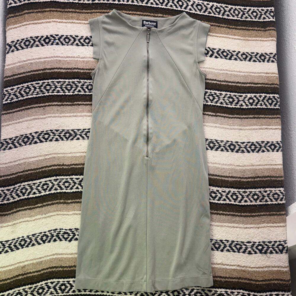 Women's Barbour International Light Gray Green 1/2 Zip Stealth Work Dress Sz 6